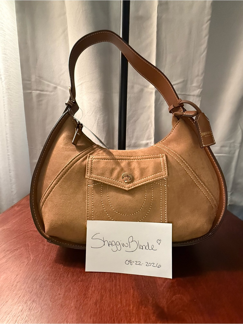 NWT True Religion Horseshoe Pocket Medium Hobo Bag w/ZipClosure Adjustable Strap